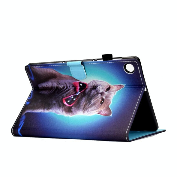 For Huawei Matepad SE 10.4 2022 Colored Drawing Stitching Flip Leatherette Tablet Case(Bow Tie Cat)