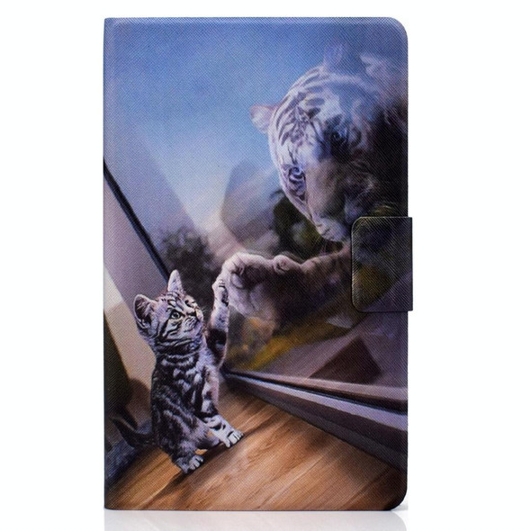 For Huawei Matepad SE 10.4 2022 Electric Pressed Colored Drawing Leatherette Tablet Case(Cat and Tiger)