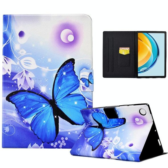 For Huawei Matepad SE 10.4 2022 Electric Pressed Colored Drawing Leatherette Tablet Case(Blue Butterfly)