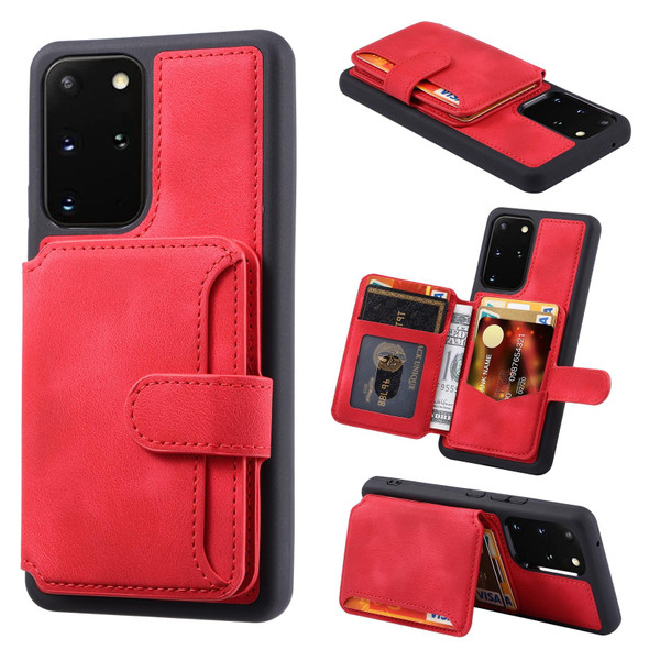 For Samsung Galaxy S20 Feel Dream Anti-theft Brush Shockproof Portable Skin Card Bag Phone Case(Red)
