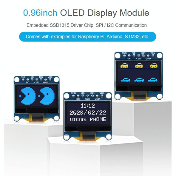 Waveshare 0.96 inch OLED Display Module, 12864 Resolution, SPI / I2C Communication(C Yellow Blue)