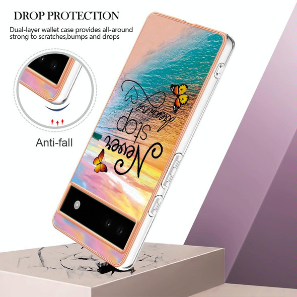 For Google Pixel 6a Electroplating IMD TPU Phone Case(Dream Butterfly)