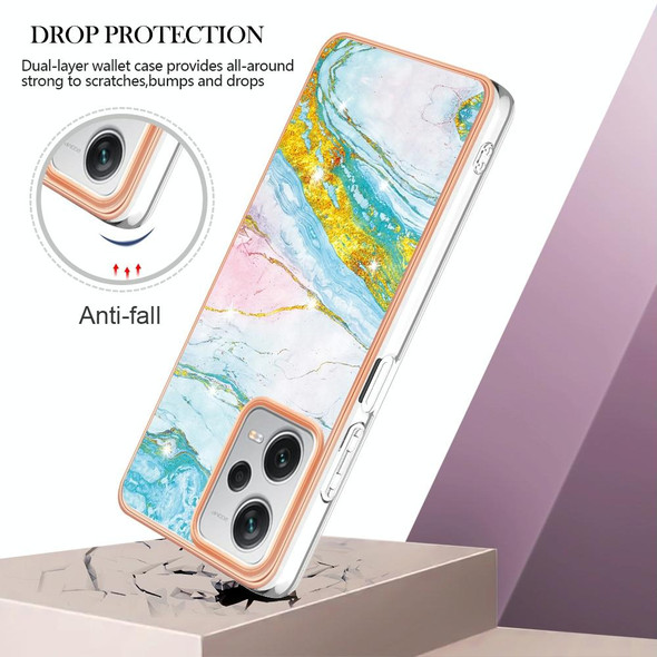 For Xiaomi Redmi Note 12 Pro+ 5G Global Electroplating Marble Dual-side IMD Phone Case(Green 004)