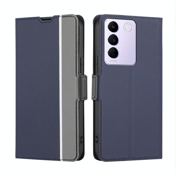 For vivo S16E Twill Texture Side Buckle Leatherette Phone Case(Blue)