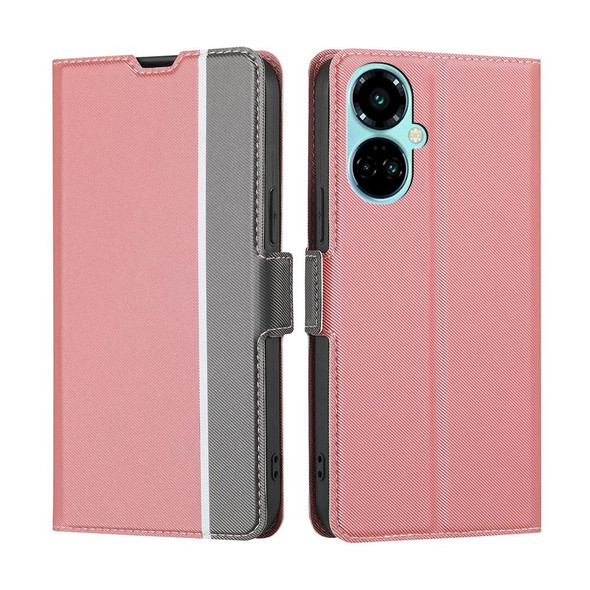 For Tecno Camon 19 / 19 Pro Twill Texture Side Buckle Leatherette Phone Case(Pink)