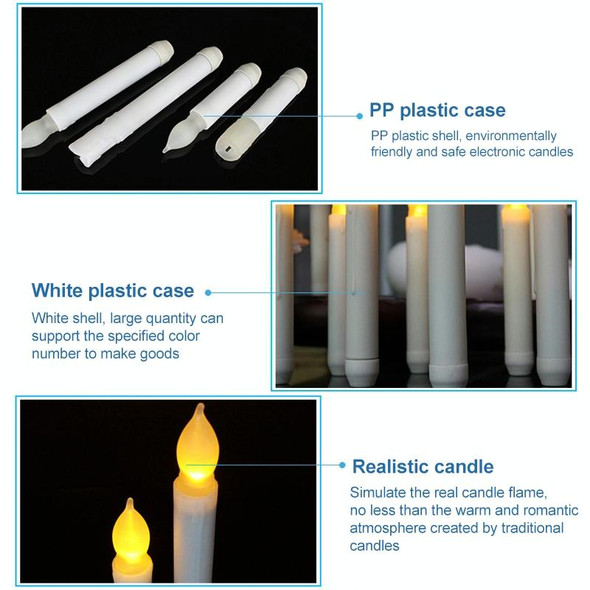 12pcs / Box LED Electronic Candle Lights Flameless Long Rod Christmas Candle, Spec:Flashing Yellow Light