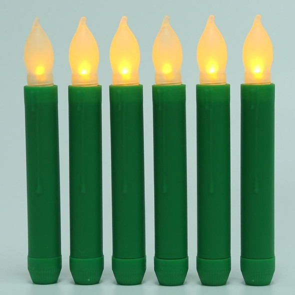 12pcs / Box LED Electronic Candle Lights Flameless Long Rod Christmas Candle, Spec:Flashing Yellow Light-Green