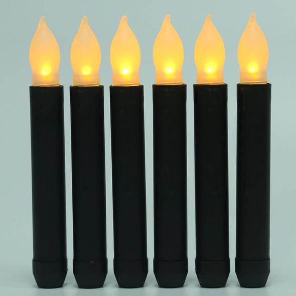 12pcs / Box LED Electronic Candle Lights Flameless Long Rod Christmas Candle, Spec:Flashing Yellow Light-Black