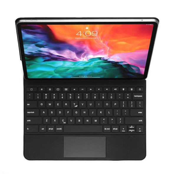 P129 Pro Ultra-thin Detachable Bluetooth Keyboard Leather Tablet Case with Touchpad & White Backlight for iPad Pro 12.9 inch 2021 / 2020 / 2018 / 2017(Black)