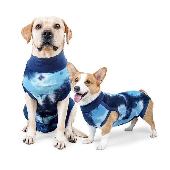 Tie-dye Dog Postoperative Clothes Easy to Put On and Take Off Pet Sterilization Clothes, Size: XL(Blue)