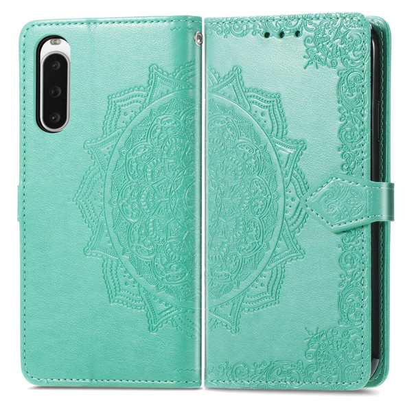 For Sony Xperia 10 IV Mandala Flower Embossed Leatherette Phone Case(Green)