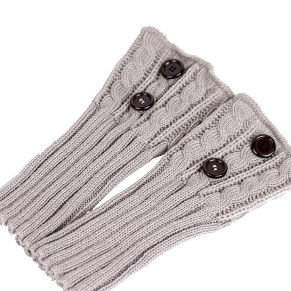 1 Pair Women Short Button Knitted Woolen Leg Warmers, Size:One Size(Light Grey)