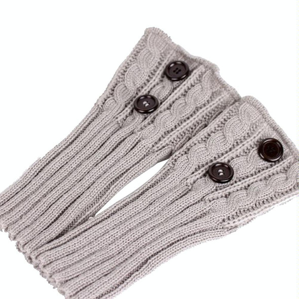 1 Pair Women Short Button Knitted Woolen Leg Warmers, Size:One Size(Khaki)