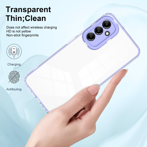 For Samsung Galaxy A24 4G 3 in 1 Clear TPU Color PC Frame Phone Case(Purple)