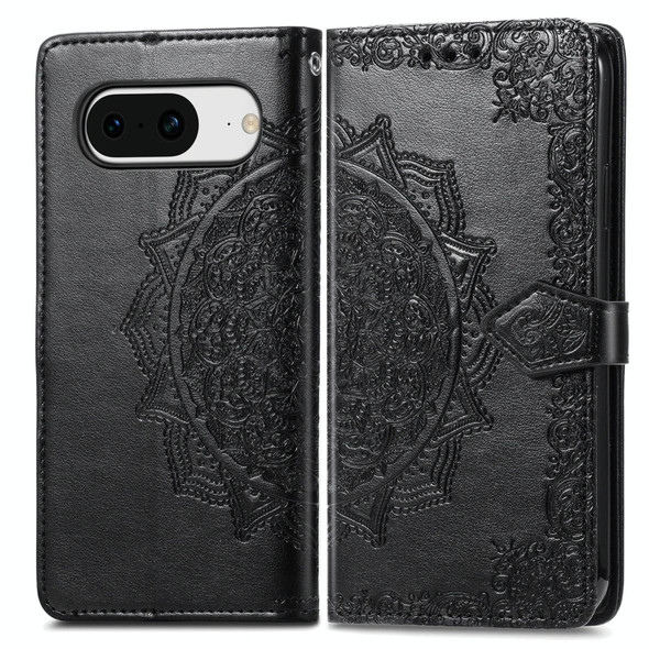 For Google Pixel 8 Mandala Flower Embossed Leatherette Phone Case(Black)