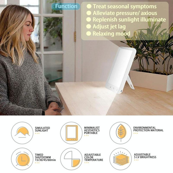 JSK-30 LED Timing Intelligent Dimming SAD Therapy Lamp, Specification: With Power Line+UK Plug
