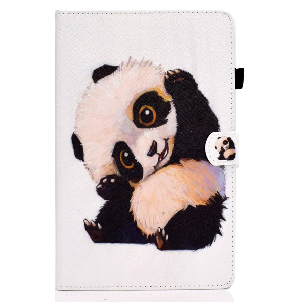 For Lenovo Tab M9 Sewing Thread Horizontal Painted Tablet Leatherette Case(Beckoning Panda)