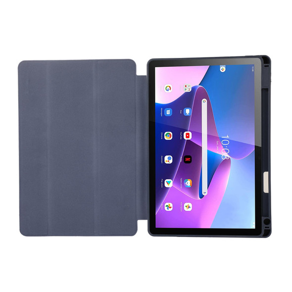 For Lenovo Tab M10 Plus 10.6 3rd Gen 2022 Solid Color 3-folding Leatherette Tablet Case(Rose Gold)