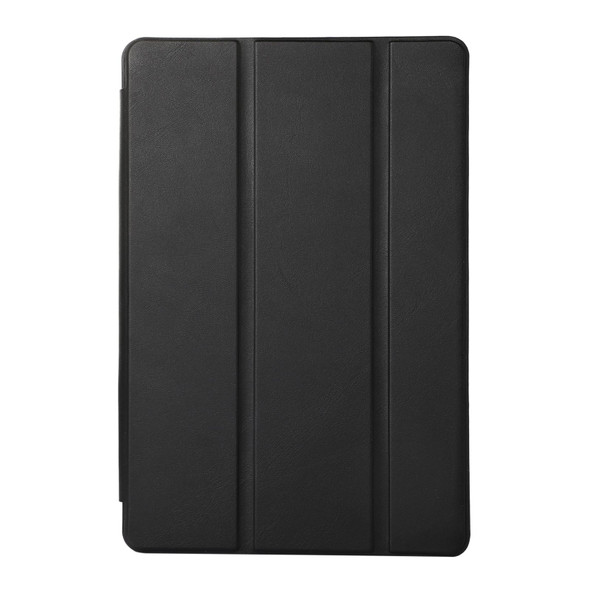 For Samsung Galaxy Tab S6 Lite Solid Color 3-folding Leatherette Tablet Case(Black)