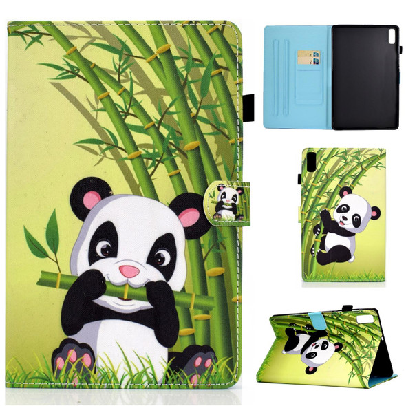 For Lenovo Tab M9 Sewing Thread Horizontal Painted Tablet Leatherette Case(Panda)