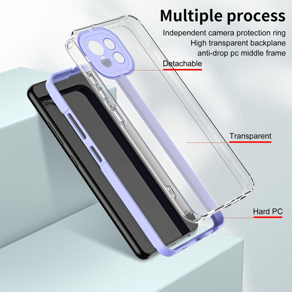 3 in 1 Clear TPU Color PC Frame Phone Case For Xiaomi Mi 11 Lite / 11 Lite 5G / 11 Lite 5G NE(Purple)