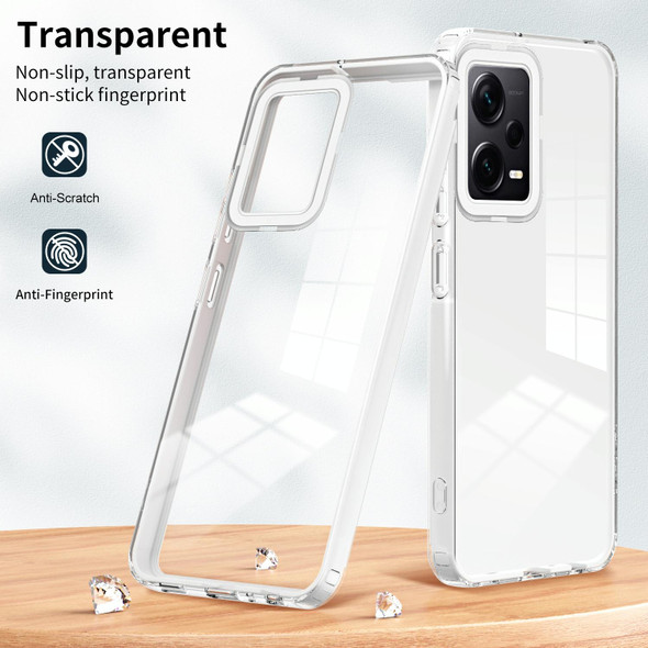 For Xiaomi Redmi Note 12 Pro+ Global 3 in 1 Clear TPU Color PC Frame Phone Case(White)