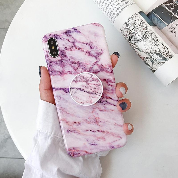 Glossy Marble Folding Bracket Anti-drop TPU Case for iPhone X / XS(Z19)