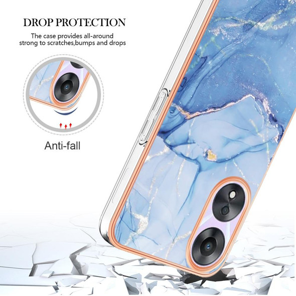 For OPPO A78/A58 Electroplating Marble Dual-side IMD Phone Case(Blue 018)