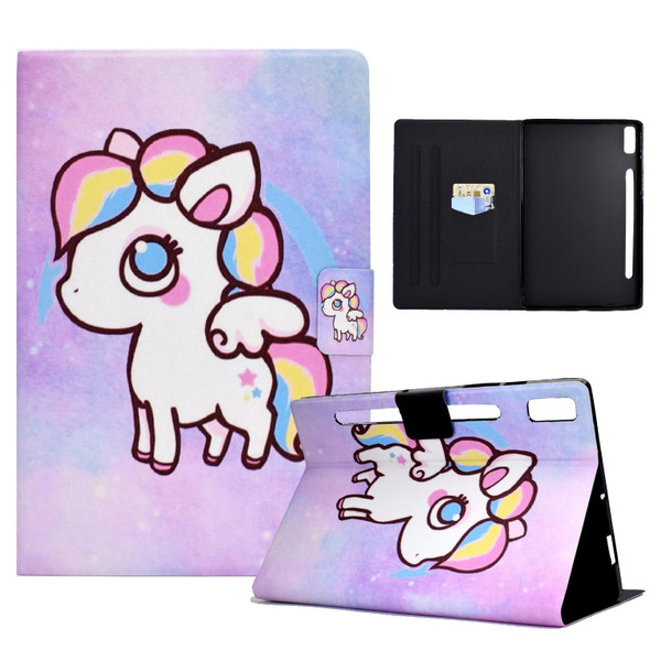 For Lenovo Tab P11 Pro Gen 2 Colored Drawing Horizontal Flip Tablet Leatherette Case(Colored Pony)