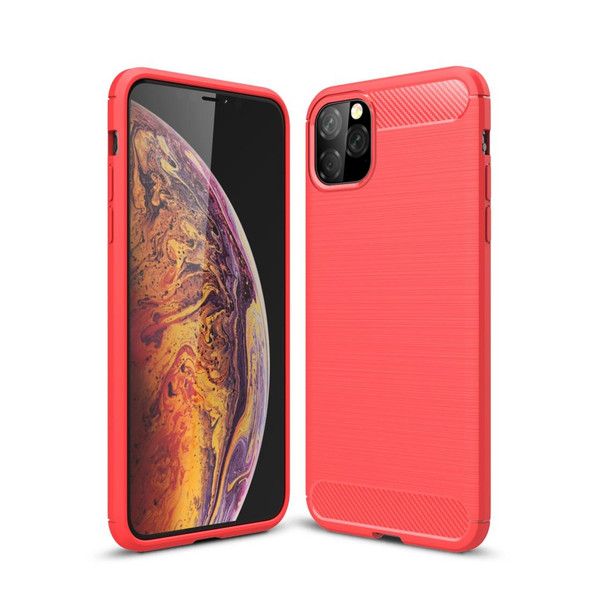 Brushed Texture Carbon Fiber TPU Case for iPhone 11 Pro(Red)