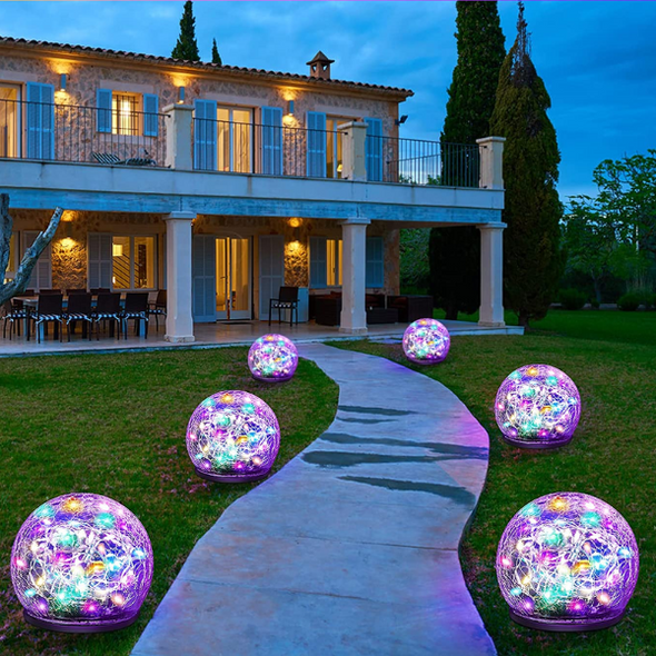 2 Piece Solar Power Globe Garden Lights