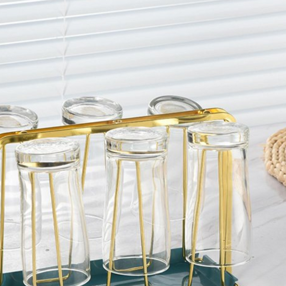 Modern Glass and Cup Rack