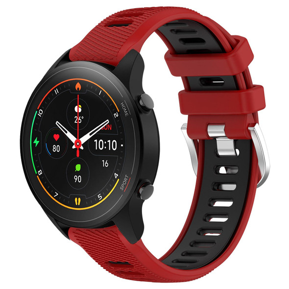 For Xiaomi MI Watch S1 Pro 22mm Sports Two-Color Steel Buckle Silicone Watch Band(Red+Black)