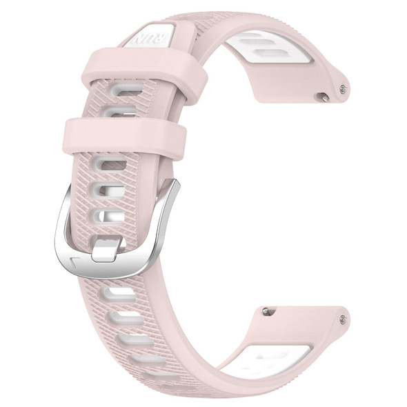 For  Xiaomi Haylou RS4 LS12 22mm Sports Two-Color Steel Buckle Silicone Watch Band(Pink+White)