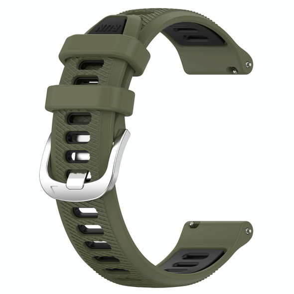 For Xiaomi Haylou RT2 LS10 22mm Sports Two-Color Steel Buckle Silicone Watch Band(Army Green+Black)