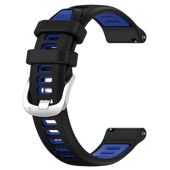 For  Xiaomi Haylou RS4 LS12 22mm Sports Two-Color Steel Buckle Silicone Watch Band(Black+Blue)