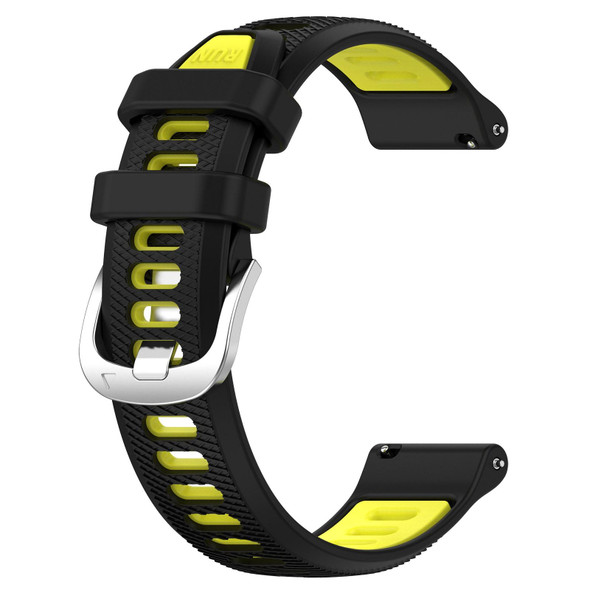 For  Xiaomi Haylou RS4 LS12 22mm Sports Two-Color Steel Buckle Silicone Watch Band(Black+Lime Green)