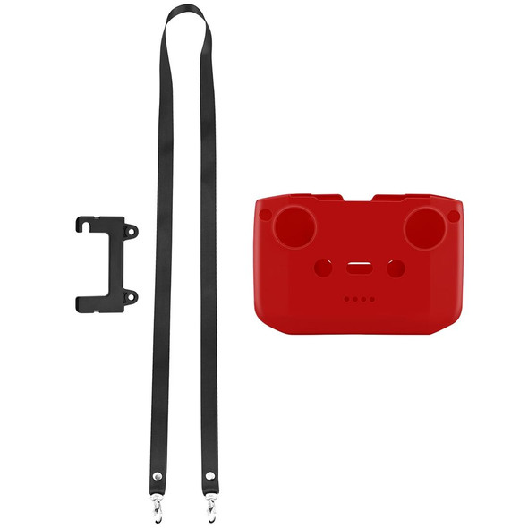 PULUZ Shockproof Anti-scratch Silicone Case with Neck Strap For DJI Mini 3 / 3 Pro / Mavic 3 / Air 2S / Mini 2 Remote Control(Red)