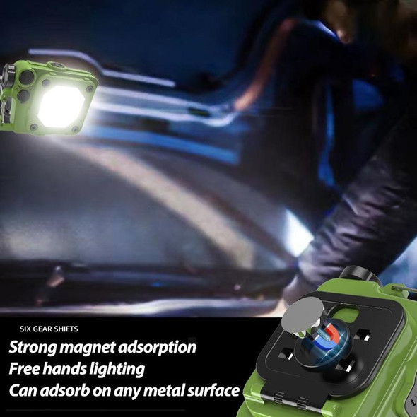 Mini Keychain COB Flashlight USB Rechargeable Magnetic Work Light For Outdoor Camping(Green)