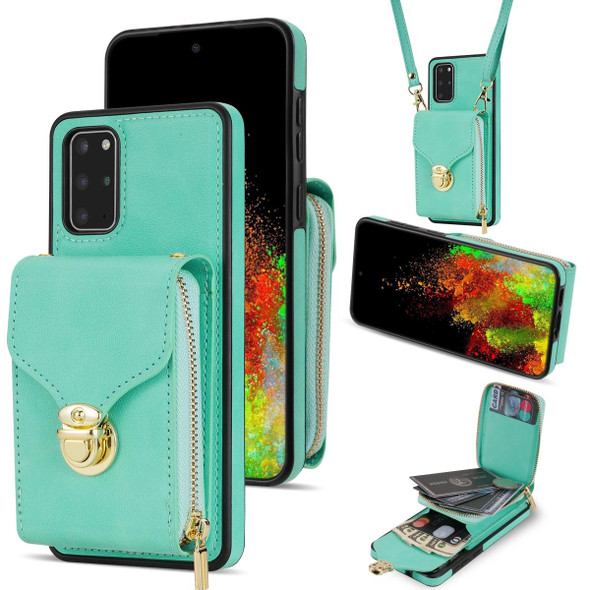 For Samsung Galaxy S20 Zipper Hardware Card Wallet Phone Case(Mint Green)