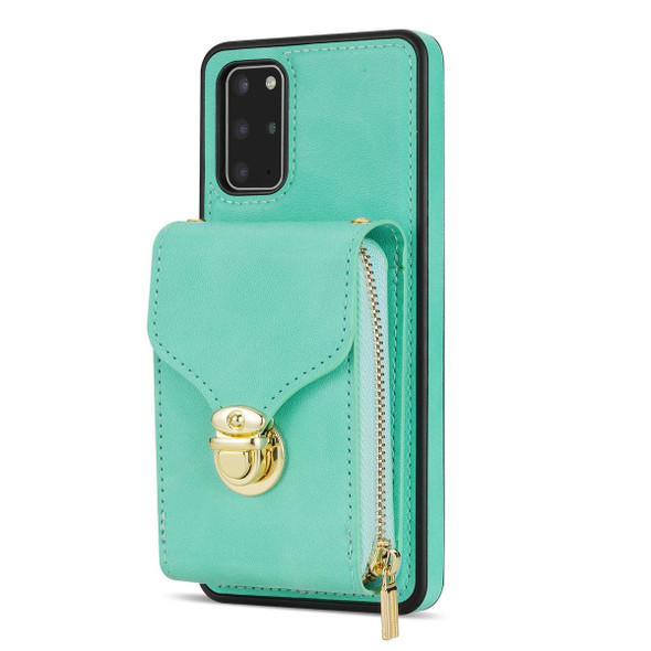 For Samsung Galaxy S20 FE Zipper Hardware Card Wallet Phone Case(Mint Green)