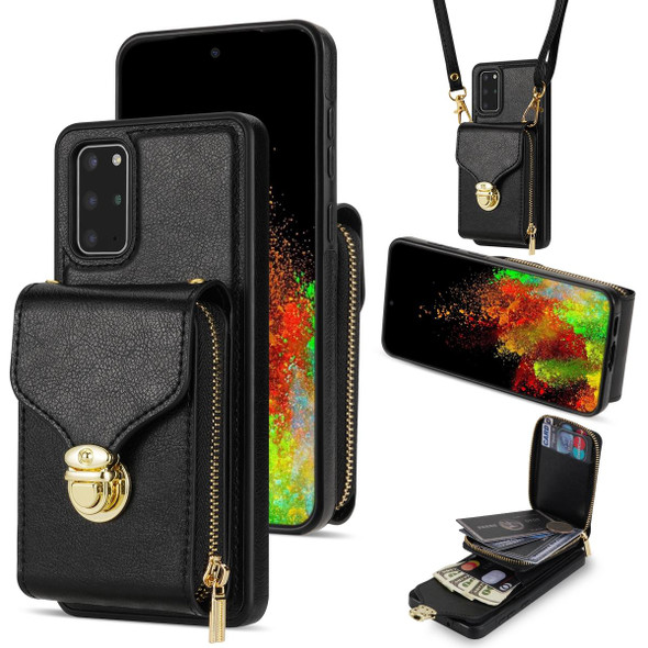 For Samsung Galaxy S20 Zipper Hardware Card Wallet Phone Case(Black)