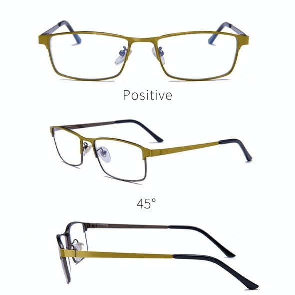 Progressive Multifocal Presbyopic Glasses Anti-blue Light Mobile Phone Glasses, Degree: +100(Gold)