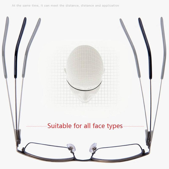 Progressive Multifocal Presbyopic Glasses Anti-blue Light Mobile Phone Glasses, Degree: +250(Gold)