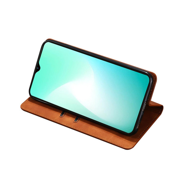 For Infinix Hot 11 Play Skin Feel Magnetic Horizontal Flip Leatherette Phone Case(Light Brown)