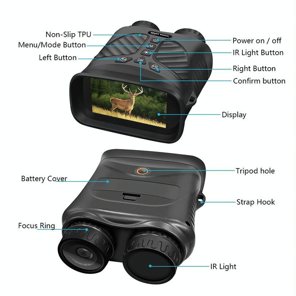 DT39 3 inch IPS Screen Binoculars Digital Binoculars Night Vision(Black)