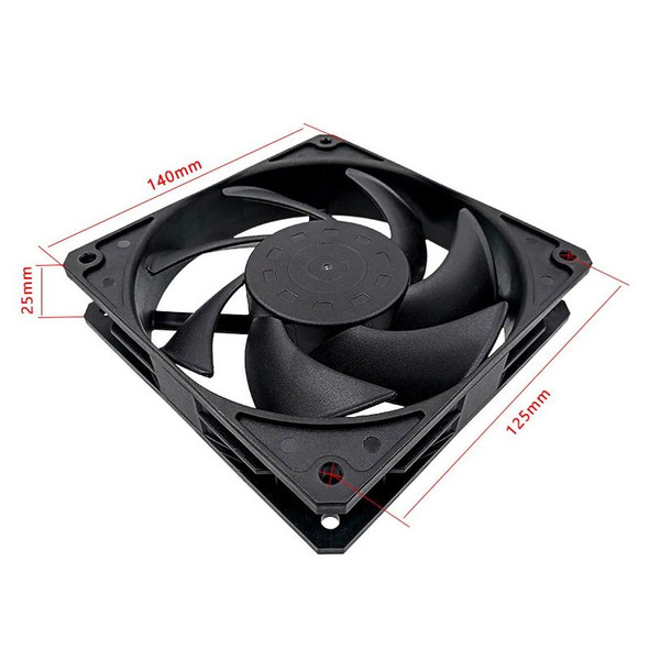 MF14025 4pin High Air Volume Low Noise High Wind Pressure FDB Magnetic Suspension Chassis Fan 2500rpm (Black)