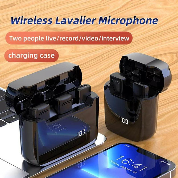 S13 One To Two Yellow Case USB-C/Type-C Interface Wireless Lavalier Noise Canceling Microphone with Charging Case