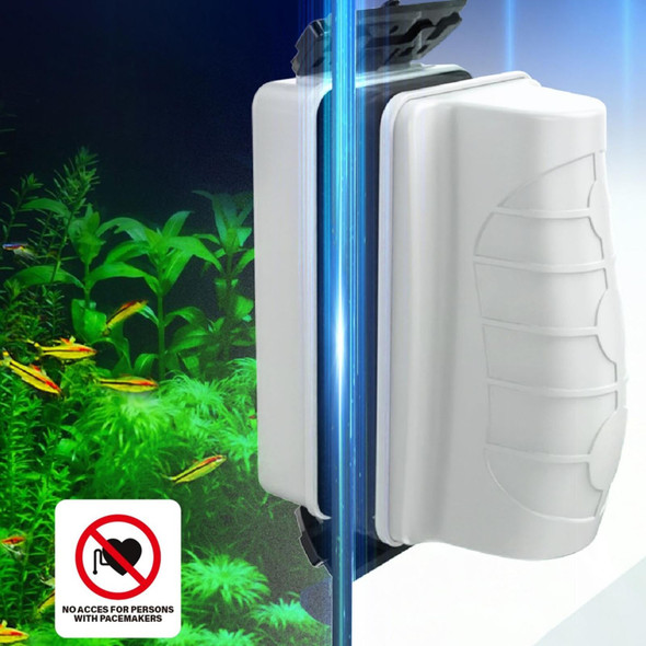 ZY-03M Medium+Ordinary Blade Fish Tank Glass Magnetic Brush Aquarium Double Side Cleaning Brush(White)
