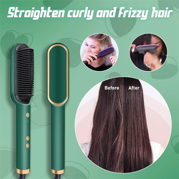 2 In 1 Hair Straightener Brush And Curler Negative Ion Hair Straightener Styling Comb(White)